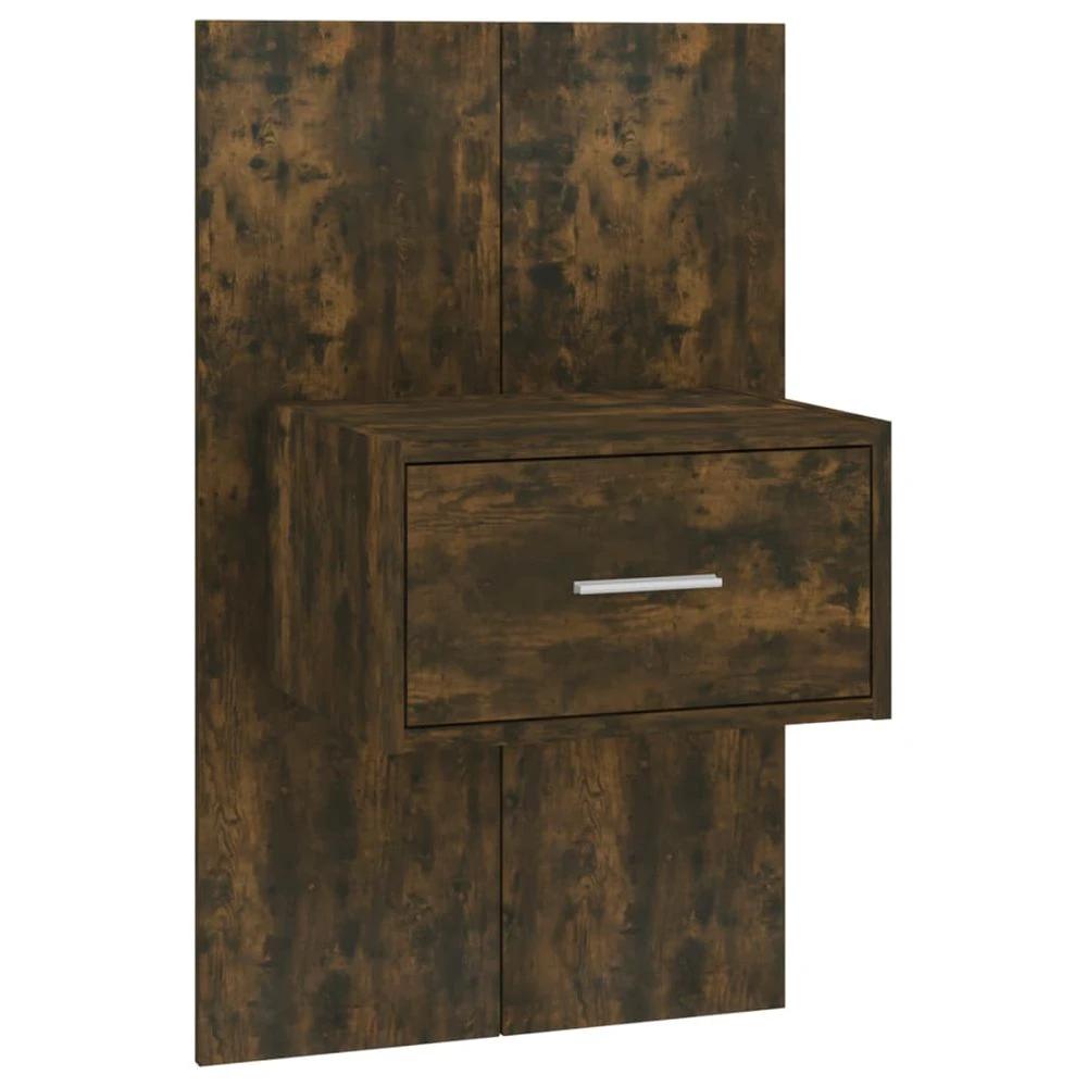 vidaXL Wall-mounted Bedside Cabinet Smoked Oak - Nightstands Bedside Table