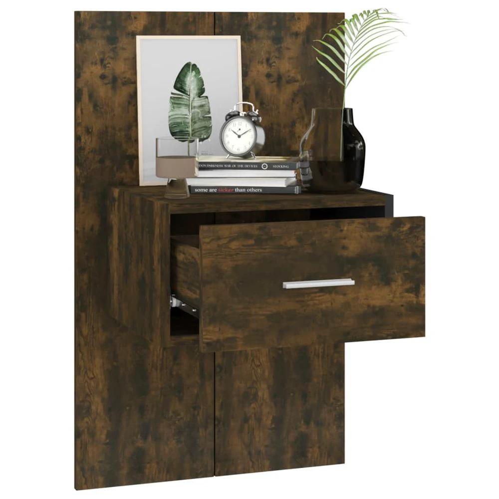 Wall-mounted Bedside Cabinet Smoked Oak by vidaXL