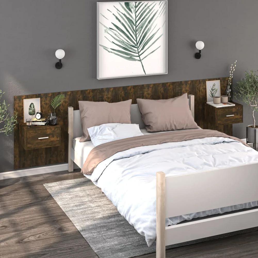 Wall-mounted Bedside Cabinet Smoked Oak by vidaXL