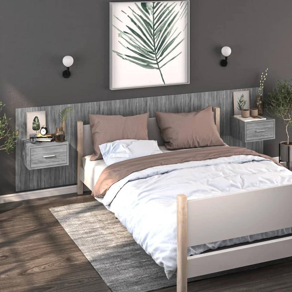 Wall-mounted Bedside Cabinet Smoked Oak by vidaXL