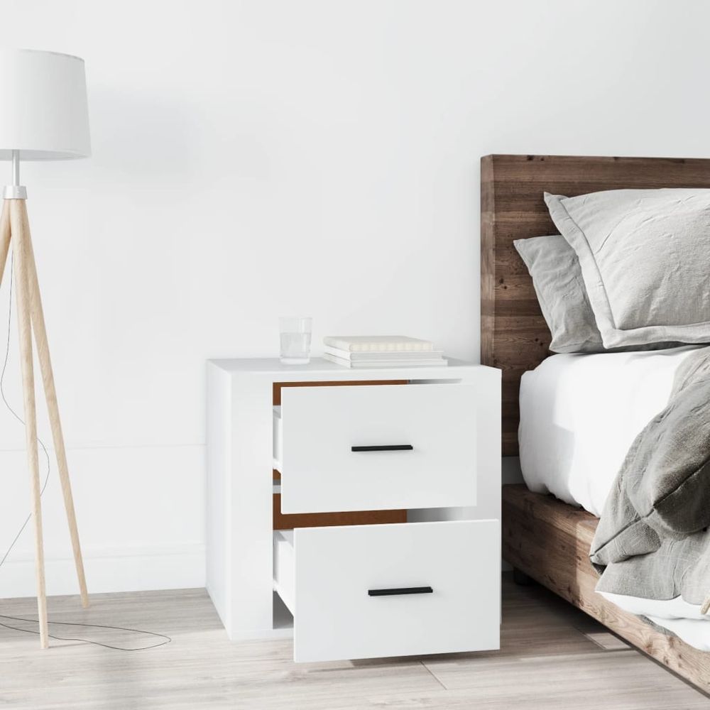 vidaXL Bedside Cabinet White 50x39x47 cm vidaXL - Nightstands Bedside Table