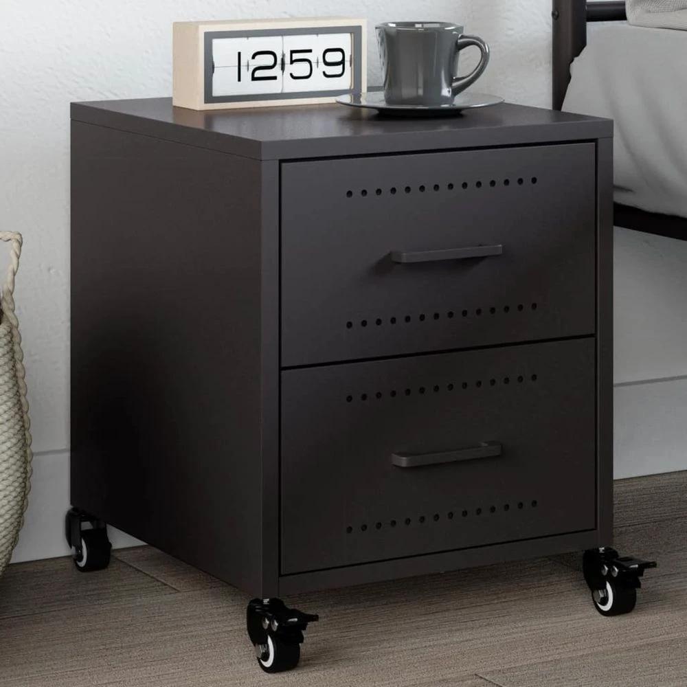 Bedside Cabinet Black 36x39x43.5 cm vidaXL Steel by vidaXL
