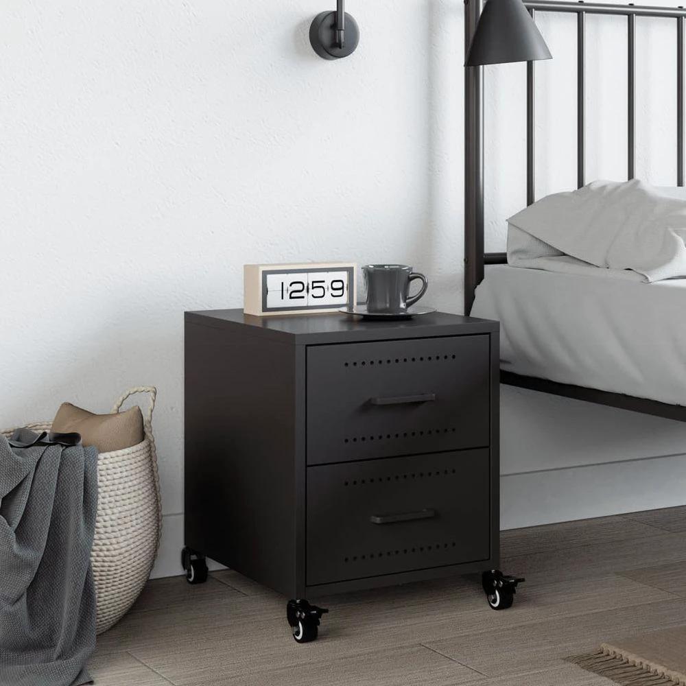 Bedside Cabinet Black 36x39x43.5 cm vidaXL Steel by vidaXL