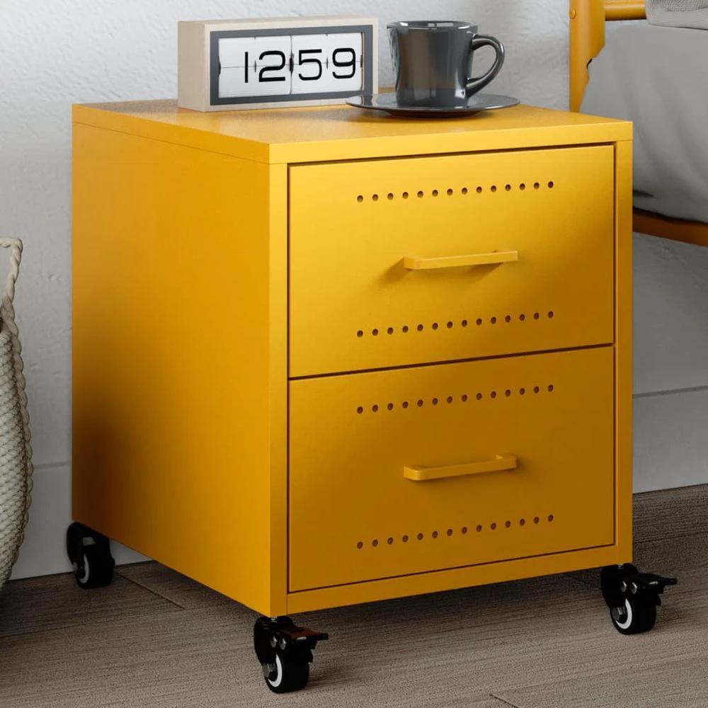 Bedside Cabinet Black 36x39x43.5 cm vidaXL Steel by vidaXL