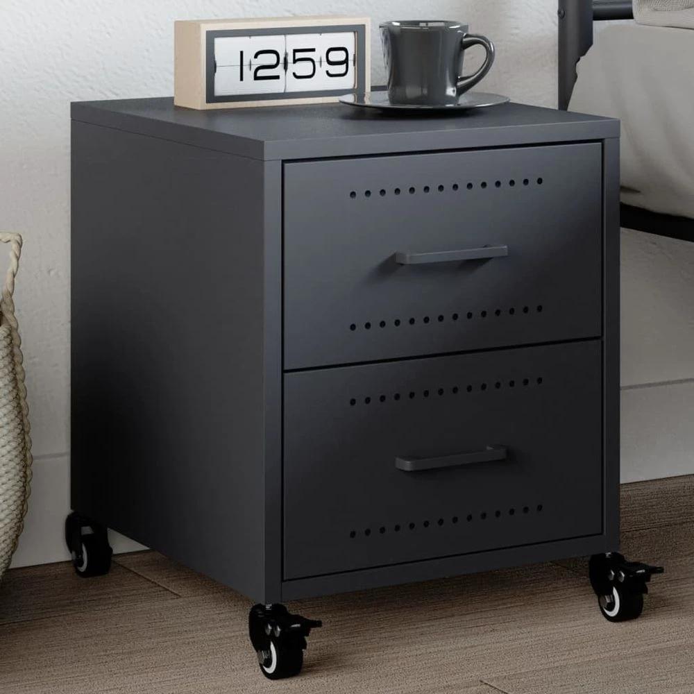 Bedside Cabinet Black 36x39x43.5 cm vidaXL Steel by vidaXL