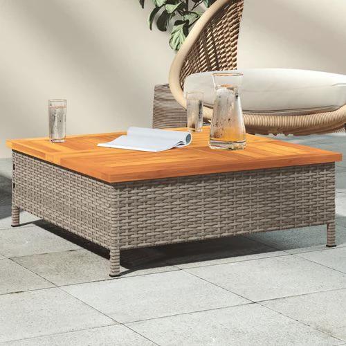 vidaXL Garden Table Black 70x70x25 cm Rattan and Acacia Wood by vidaXL