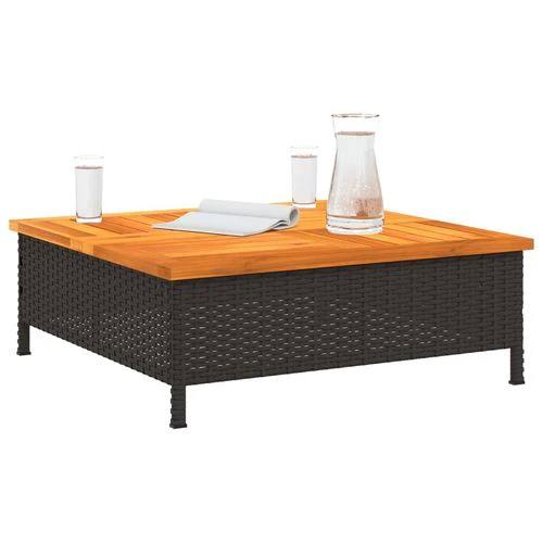 vidaXL Garden Table Black 70x70x25 cm Rattan and Acacia Wood by vidaXL