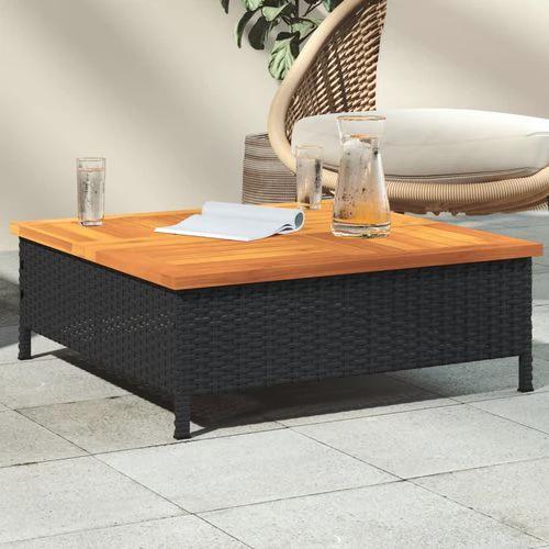 vidaXL Garden Table Black 70x70x25 cm Rattan and Acacia Wood by vidaXL