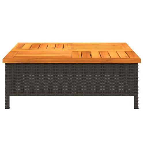 vidaXL Garden Table Black 70x70x25 cm Rattan and Acacia Wood -