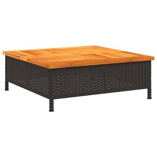 vidaXL Garden Table Black 70x70x25 cm Rattan and Acacia Wood -