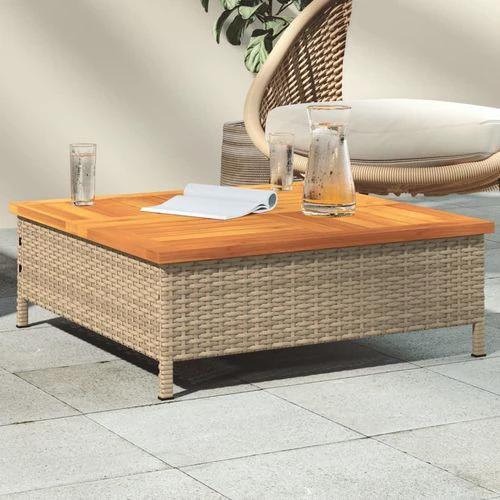 vidaXL Garden Table Black 70x70x25 cm Rattan and Acacia Wood -