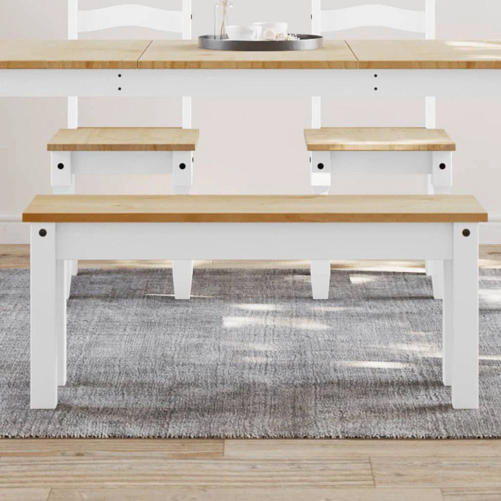 vidaXL Dining Bench Panama White 105x30x45 cm vidaXL Solid Wood Pine - Uncategorized Bench