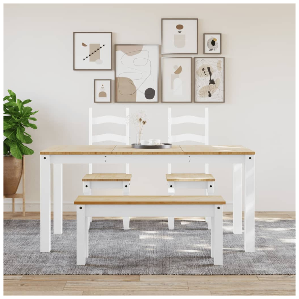 vidaXL Dining Bench Panama White 105x30x45 cm vidaXL Solid Wood Pine - Uncategorized Bench
