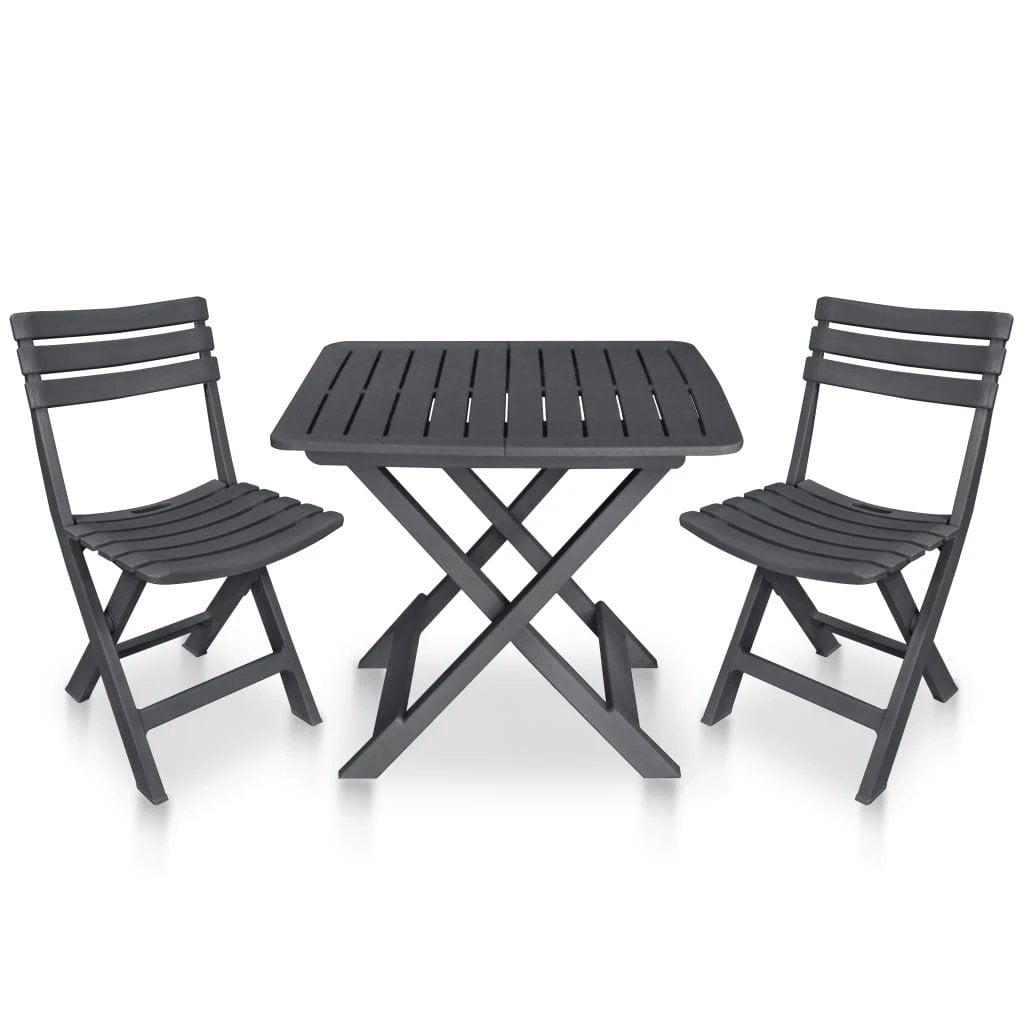 vidaXL 3 Piece Folding Bistro Set Plastic Anthracite by vidaXL
