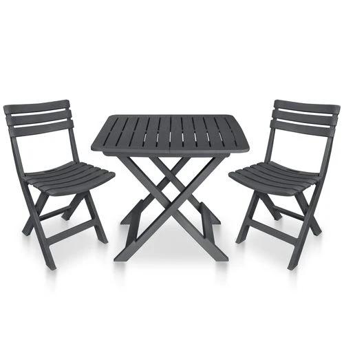 vidaXL 3 Piece Folding Bistro Set Plastic Anthracite by vidaXL