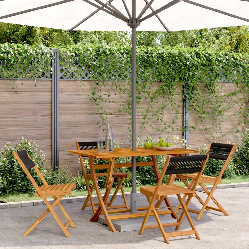 vidaXL Bistro Chairs 2 pcs Black Solid Wood Acacia and Polypropylene - Bistro Sets