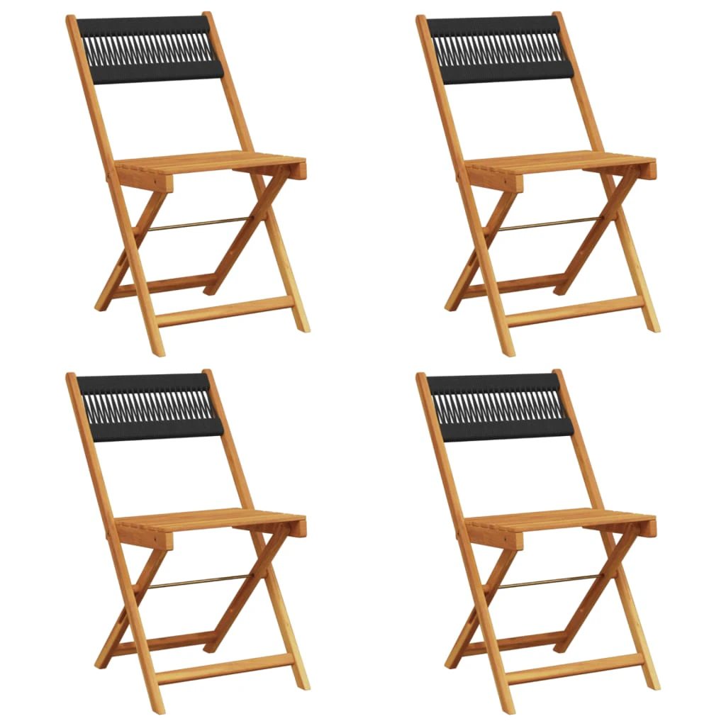 vidaXL Bistro Chairs 2 pcs Black Solid Wood Acacia and Polypropylene - Bistro Sets