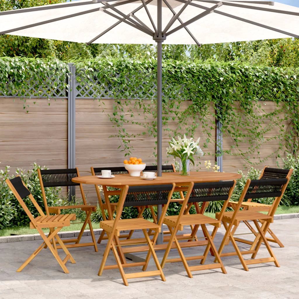 vidaXL Bistro Chairs 2 pcs Black Solid Wood Acacia and Polypropylene by vidaXL