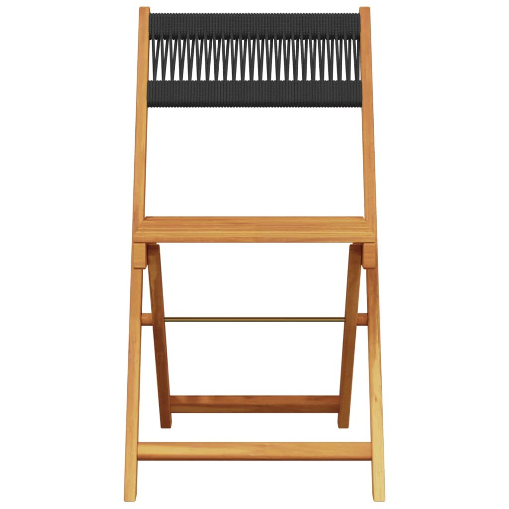 vidaXL Bistro Chairs 2 pcs Black Solid Wood Acacia and Polypropylene by vidaXL