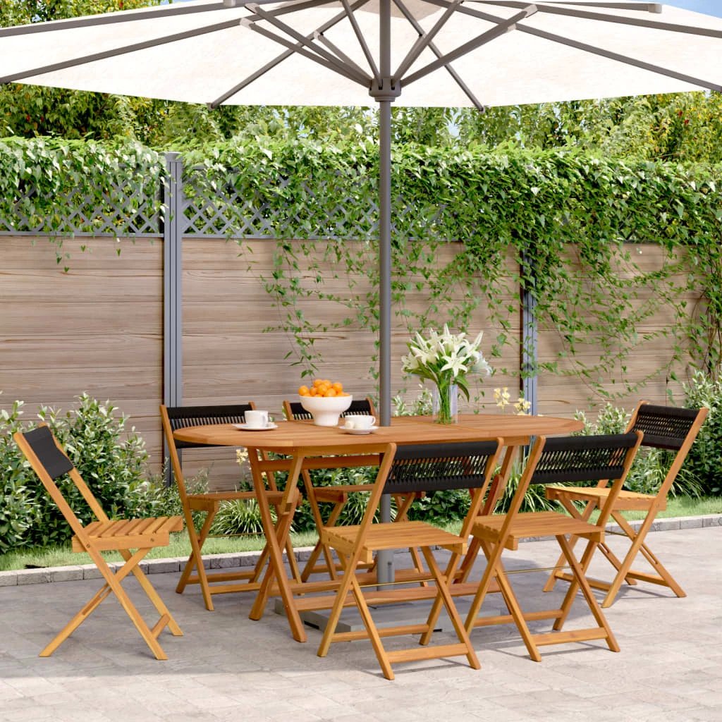 vidaXL Bistro Chairs 2 pcs Black Solid Wood Acacia and Polypropylene - Bistro Sets