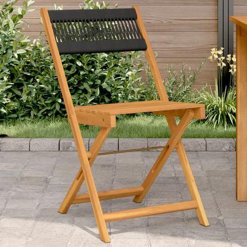 vidaXL Bistro Chairs 2 pcs Black Solid Wood Acacia and Polypropylene by vidaXL