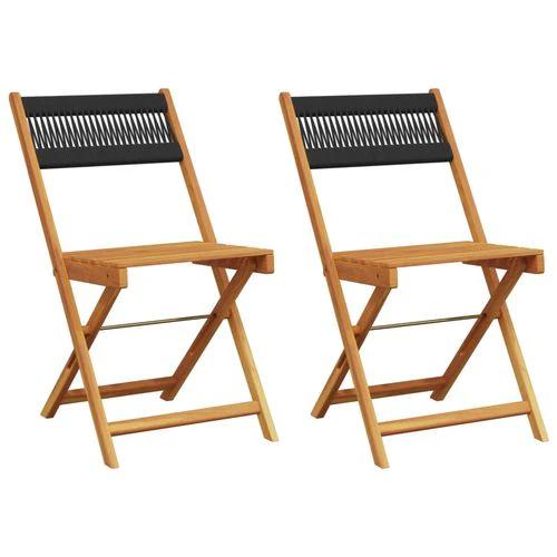 vidaXL Bistro Chairs 2 pcs Black Solid Wood Acacia and Polypropylene by vidaXL