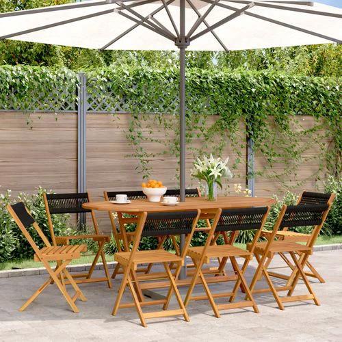 vidaXL Bistro Chairs 2 pcs Black Solid Wood Acacia and Polypropylene by vidaXL