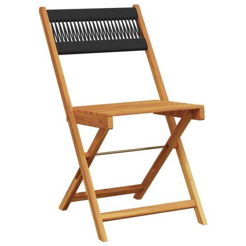 vidaXL Bistro Chairs 2 pcs Black Solid Wood Acacia and Polypropylene by vidaXL