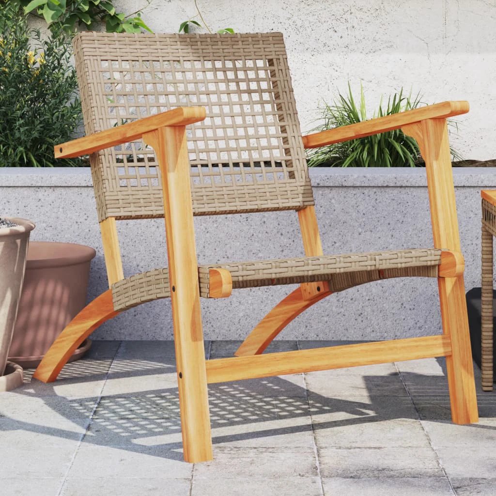 vidaXL 3 Piece Bistro Set Black Poly Rattan and Solid Wood Acacia - Bistro Sets