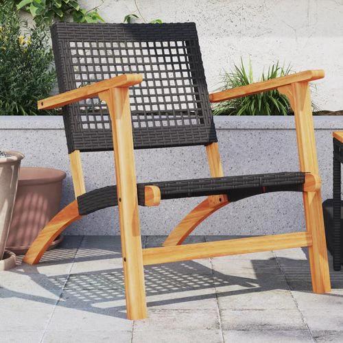 vidaXL 3 Piece Bistro Set Black Poly Rattan and Solid Wood Acacia by vidaXL