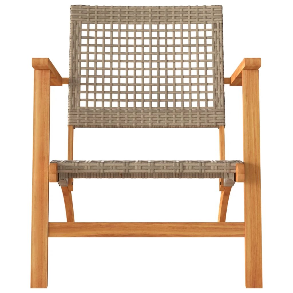vidaXL 3 Piece Bistro Set Black Poly Rattan and Solid Wood Acacia - Bistro Sets