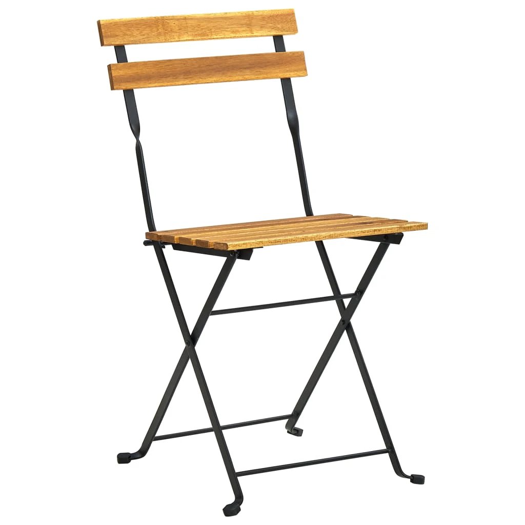 vidaXL Folding Bistro Chairs 2 pcs Solid Wood Acacia and Steel by vidaXL