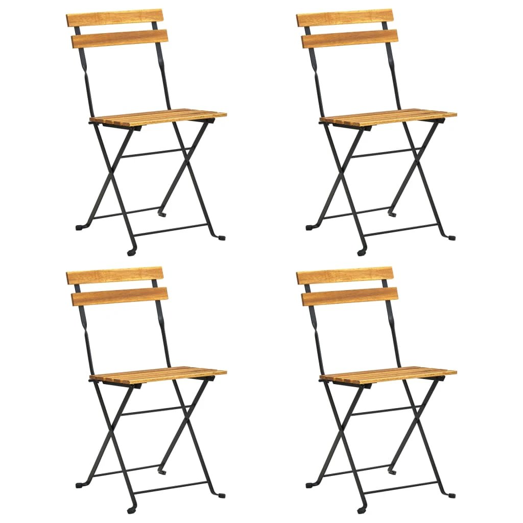 vidaXL Folding Bistro Chairs 2 pcs Solid Wood Acacia and Steel - Bistro Sets