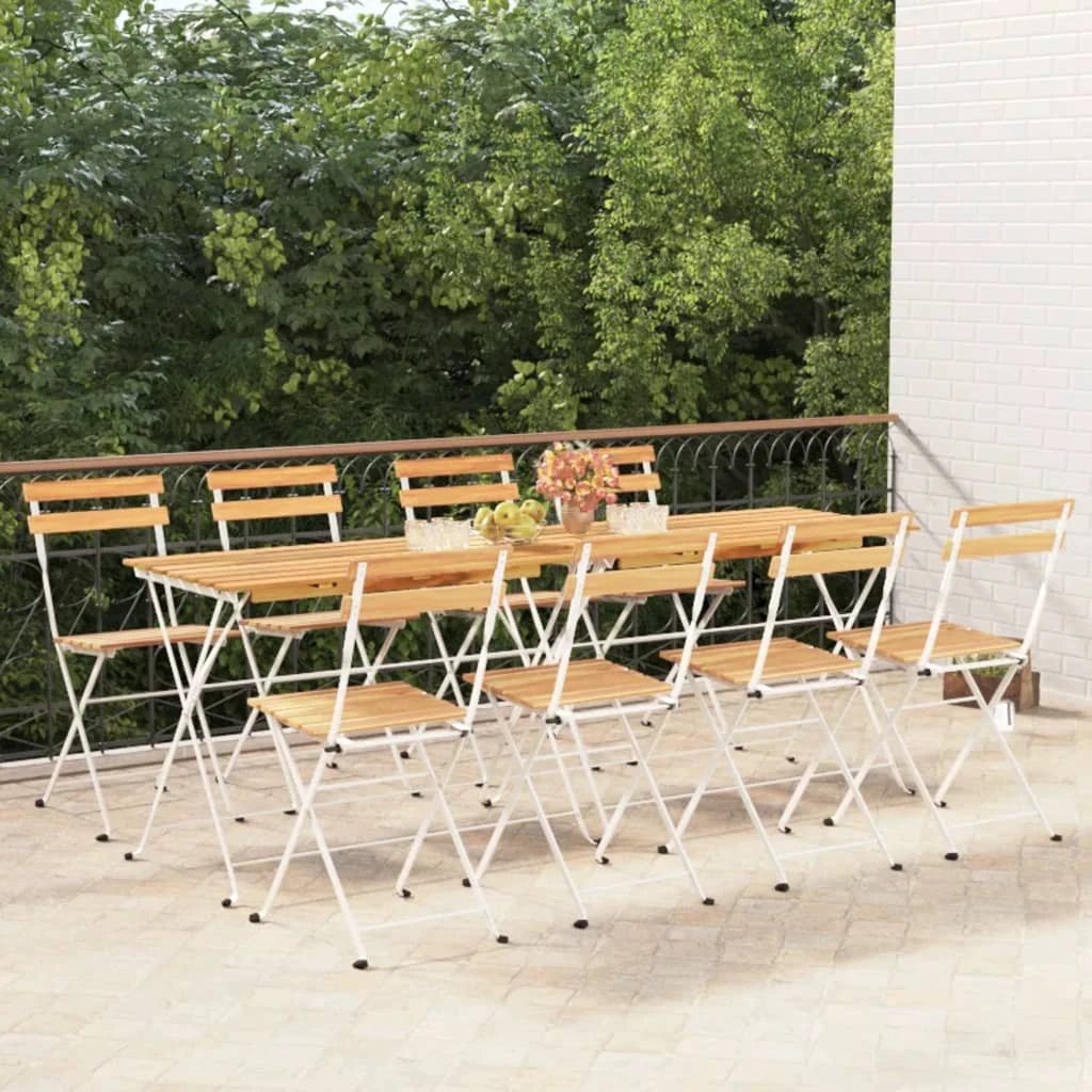 vidaXL Folding Bistro Chairs 2 pcs Solid Wood Acacia and Steel by vidaXL