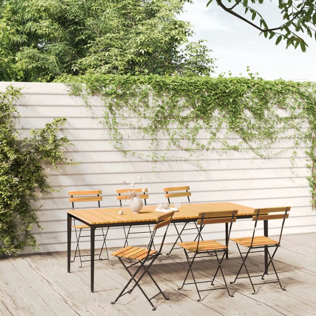 vidaXL Folding Bistro Chairs 2 pcs Solid Wood Acacia and Steel by vidaXL