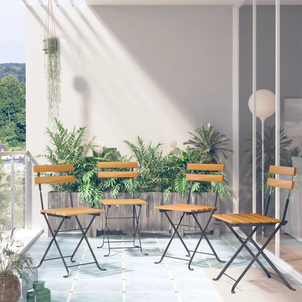 vidaXL Folding Bistro Chairs 2 pcs Solid Wood Acacia and Steel - Bistro Sets