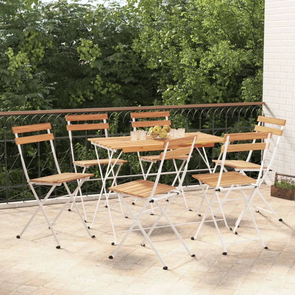 vidaXL Folding Bistro Chairs 2 pcs Solid Wood Acacia and Steel by vidaXL