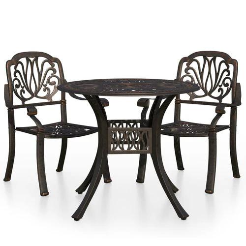 vidaXL vidaXL 3 Piece Bistro Set Cast Aluminium Bronze - Bistro Sets