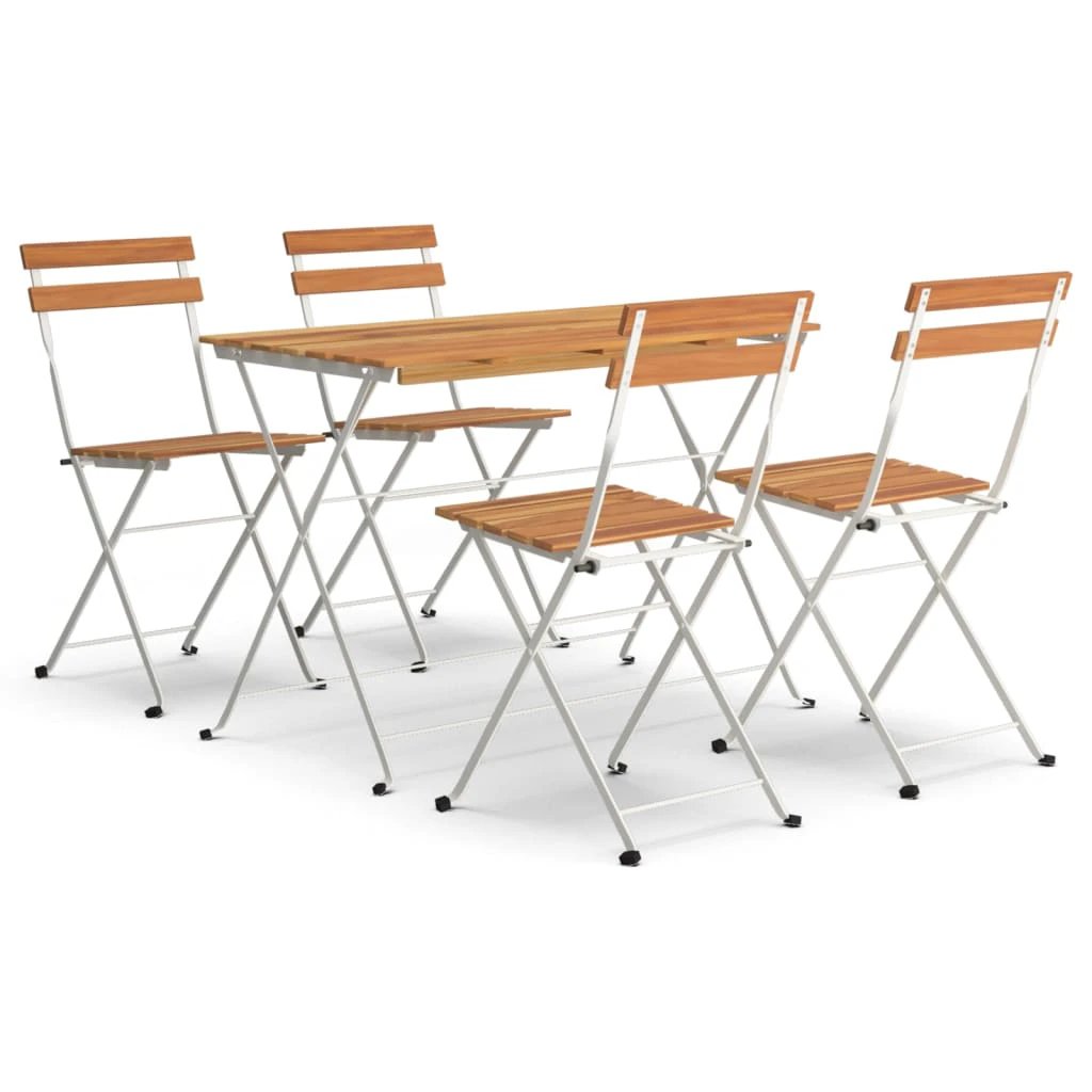 vidaXL vidaXL 5 Piece Folding Bistro Set Solid Wood Acacia and Steel - Bistro Sets