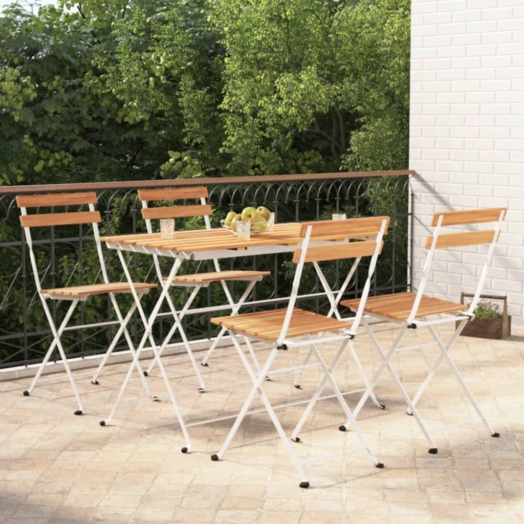 vidaXL vidaXL 5 Piece Folding Bistro Set Solid Wood Acacia and Steel - Bistro Sets