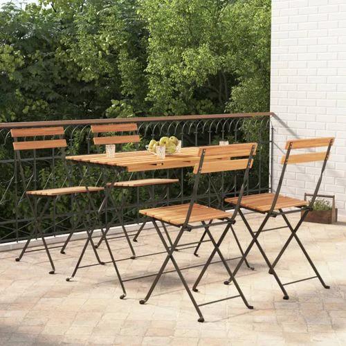 vidaXL 5 Piece Folding Bistro Set Solid Wood Acacia and Steel by vidaXL