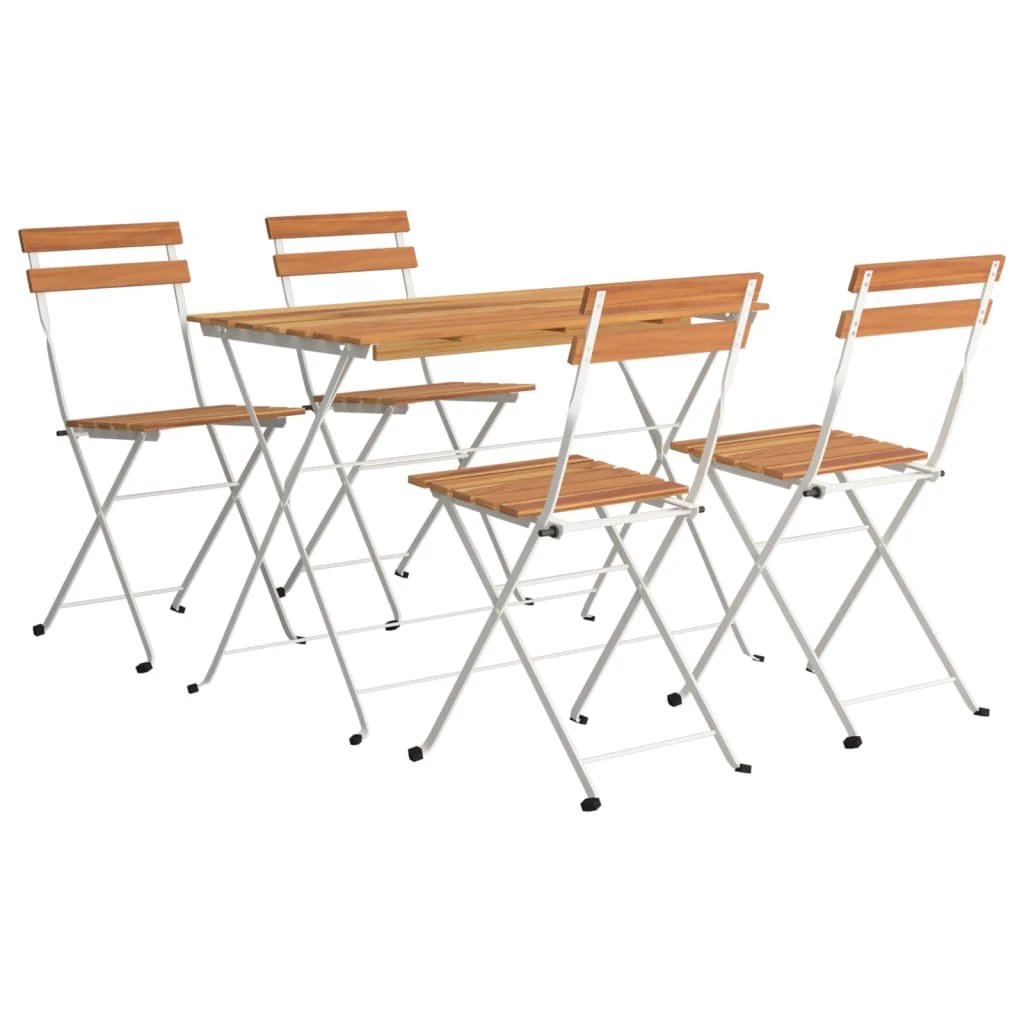 vidaXL vidaXL 5 Piece Folding Bistro Set Solid Wood Acacia and Steel - Bistro Sets
