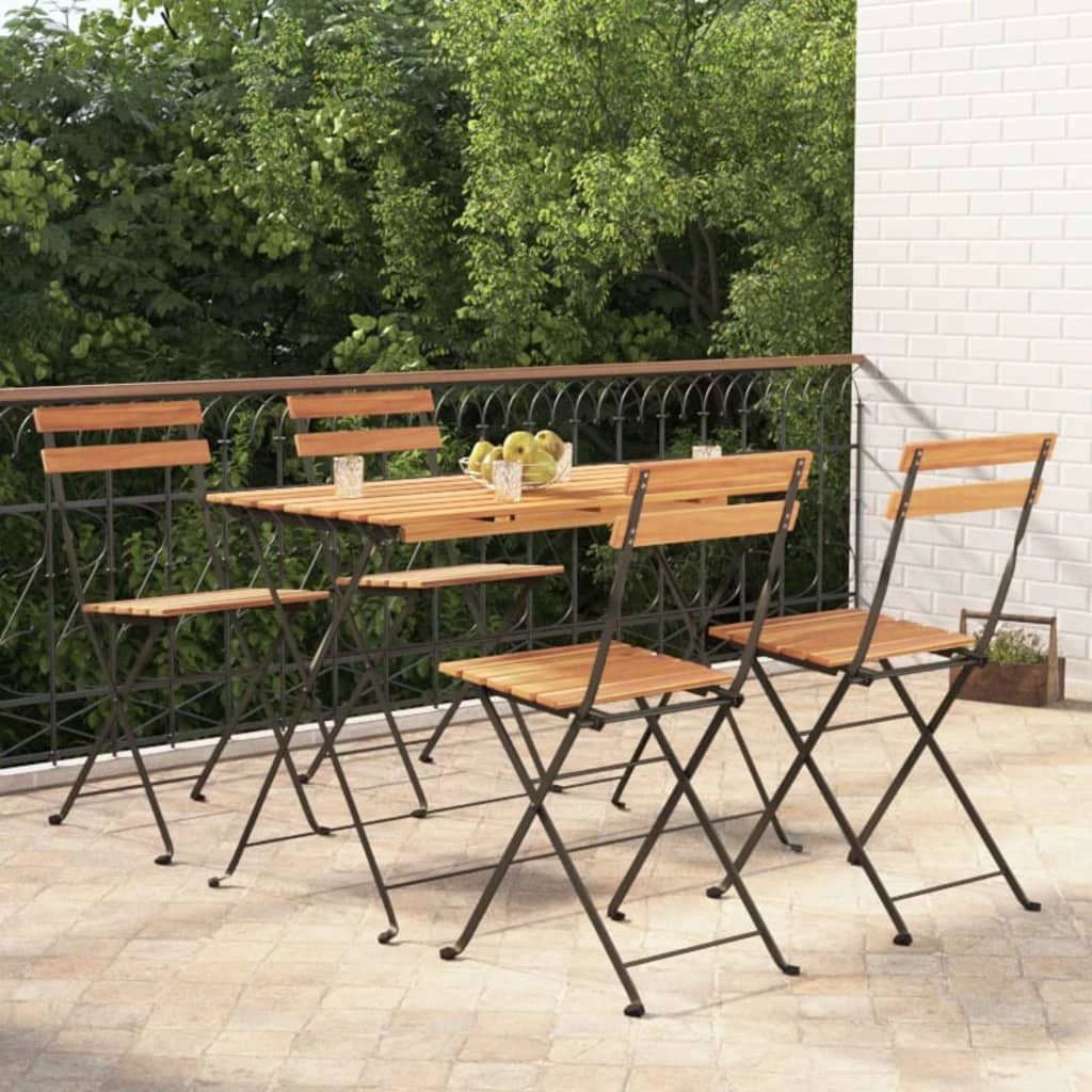 vidaXL vidaXL 5 Piece Folding Bistro Set Solid Wood Acacia and Steel - Bistro Sets