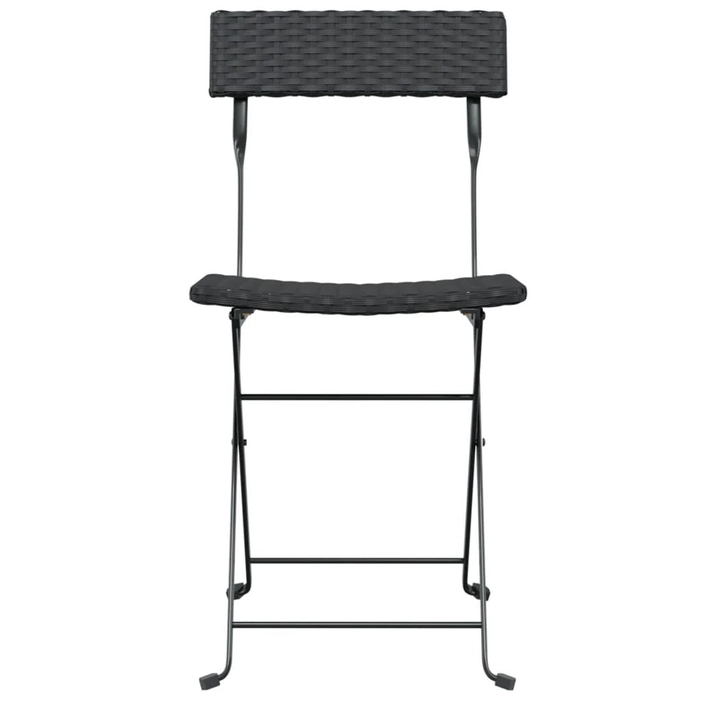 vidaXL Folding Bistro Chairs 2 pcs Black Poly Rattan and Steel by vidaXL