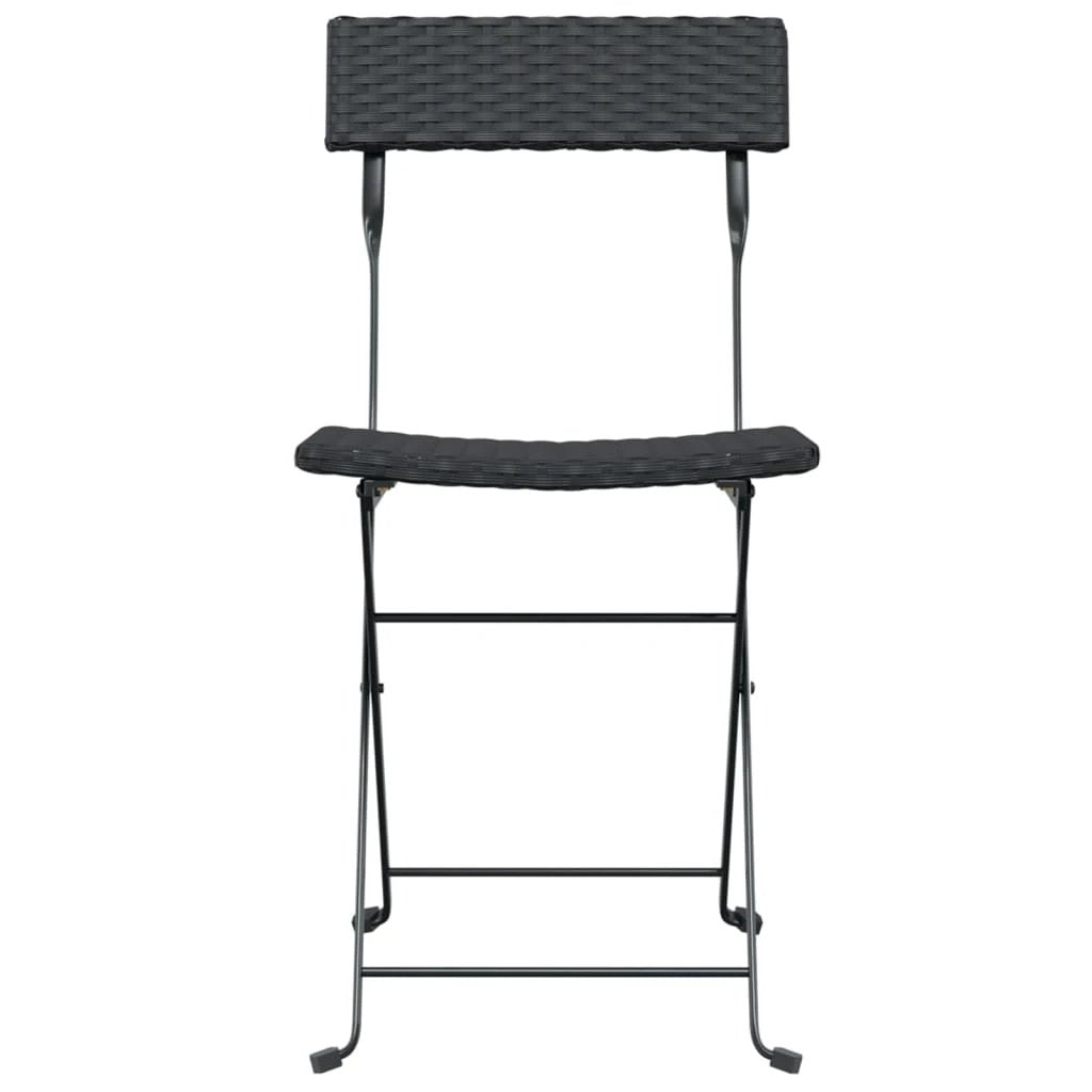 vidaXL Folding Bistro Chairs 2 pcs Black Poly Rattan and Steel by vidaXL