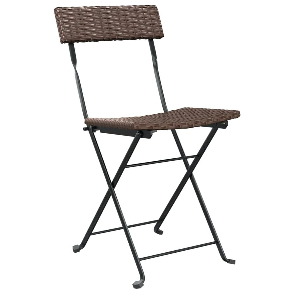 vidaXL Folding Bistro Chairs 2 pcs Black Poly Rattan and Steel - Bistro Sets