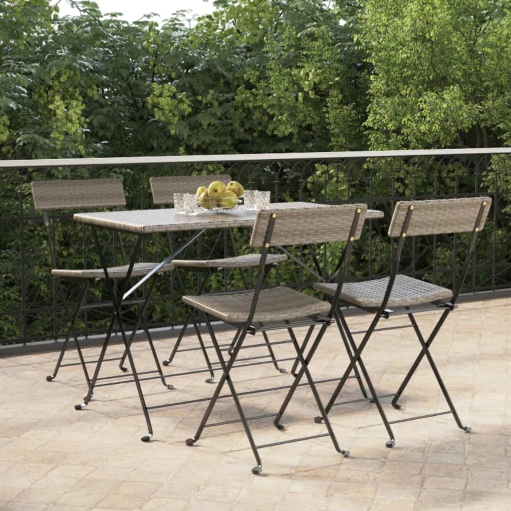 vidaXL Folding Bistro Chairs 2 pcs Black Poly Rattan and Steel by vidaXL