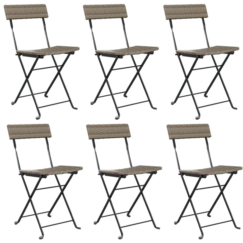 vidaXL Folding Bistro Chairs 2 pcs Black Poly Rattan and Steel - Bistro Sets
