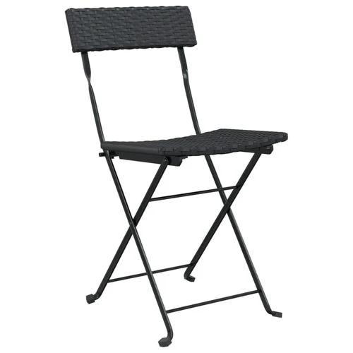 vidaXL Folding Bistro Chairs 2 pcs Black Poly Rattan and Steel by vidaXL