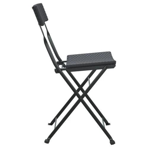 vidaXL Folding Bistro Chairs 2 pcs Black Poly Rattan and Steel by vidaXL